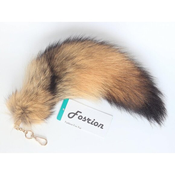 🆕Women Brown Fluffy Real Fox Tail Fur Keychain Pendant Cosplay Stylish Handbag - Picture 6 of 9